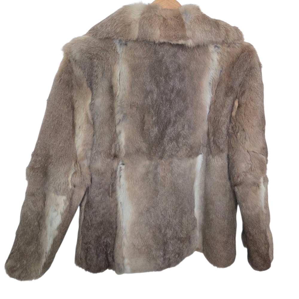 Vintage Opera Genuine Fur Coat – Taupe/Brown Quilted Satin Lining Size Medium - Picture 4 of 16